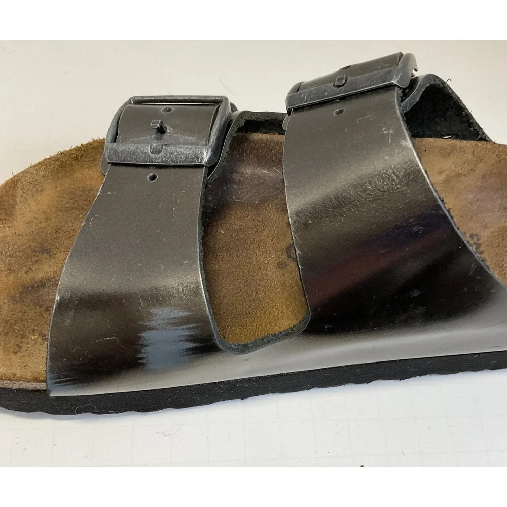 Papillio by Birkenstock Arizona Platform Sandals Metallic Silver EU 37 US 6-6.5
